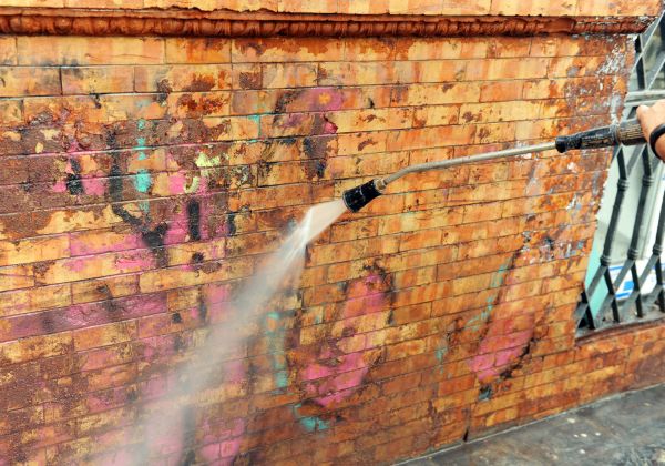 Brick Graffiti Cleaning in Clovis